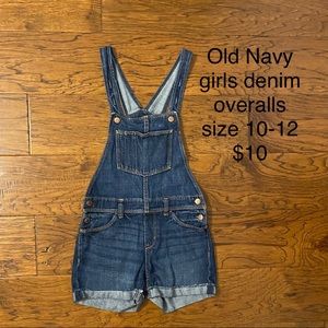 Old Navy girls denim short overalls